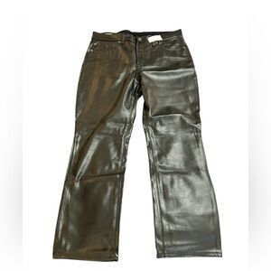 NWT Gap faux leather 5 pocket straight leg pant, size 10P Black